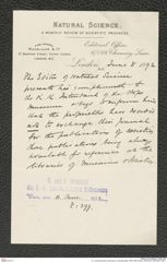 k.k. naturhistorisches Hofmuseum, Intendanzakten 1885-1896 (Hauer), Aktenzahl Z.399/1892, Seite 1